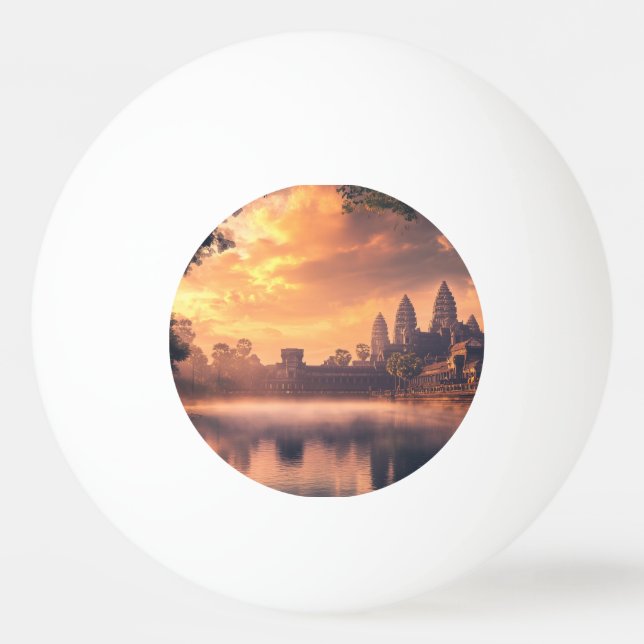 Angkor Wat Wasserfarbe Tischtennisball (Vorderseite)