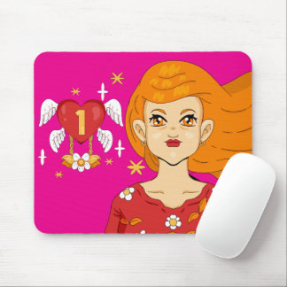 Angle Number One Heart Long Blonde Hair Princess Mousepad