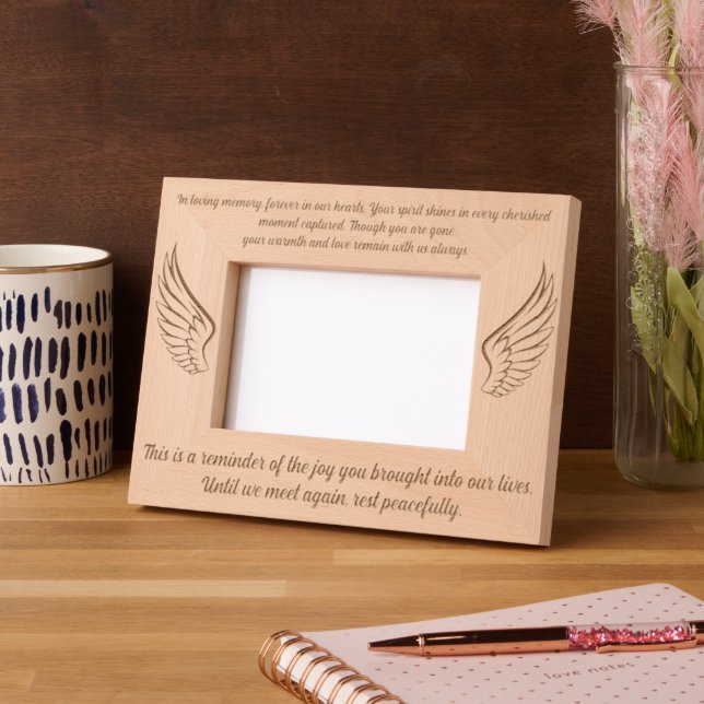 Angle Wings Beerdigung Custom Message Mermorial Fo Geätzte Rahmen (Links)