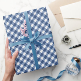 Angled Blue und White Gingham Geschenkpapier