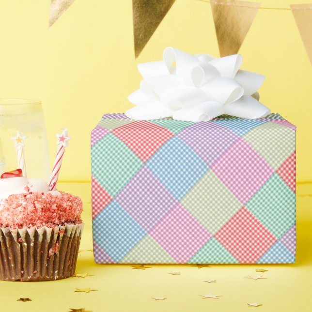 Angled Gingham Patchwork Geschenkpapier (Geburtstagsparty)