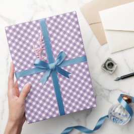 Angled Lavender und White Gingham Geschenkpapier