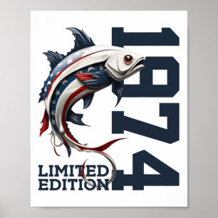 Angler 52. Geburtstag Angeln Limited Edition 1974 Poster