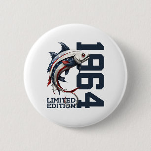 Angler 61. Geburtstag Angeln Limitierte Edition 19 Button