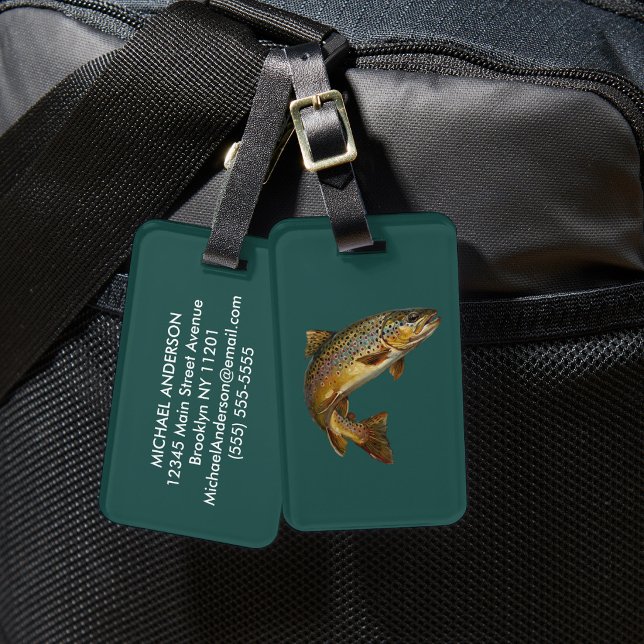 Angler-Anhänger – Forellen-Fischerei-Design   Gepäckanhänger (Von Creator hochgeladen)