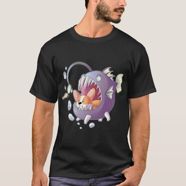 Angler Fisch Corgi T-Shirt (Vorderseite)