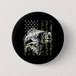 Angler-Fischer Vintage-Amerikanische Flagge Button