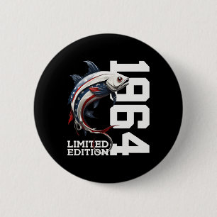 Angler Geburtstag Angeln Limited Edition 1964 1 Button