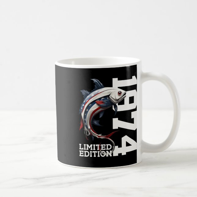 Angler Geburtstag Fischen Limitierte Edition 1974  Kaffeetasse (Rechts)
