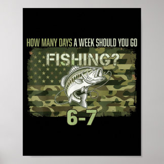 Angler Junge Amerikanische Tarnung USA-Flagge Bass Poster