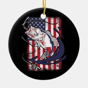 Angler Liebhaber Amerikanische Flagge Lustig Vinta Keramik Ornament