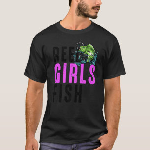 Angler Mädchen Fischen Barsch Angeln Fischerin Mut T-Shirt