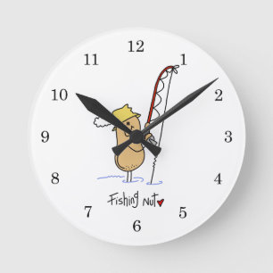 Angler-Nuss-T-Shirts und Geschenke Runde Wanduhr