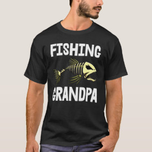 Angler-Opa Skelett Fischgräten-T-Shirt Spitz Zähne T-Shirt