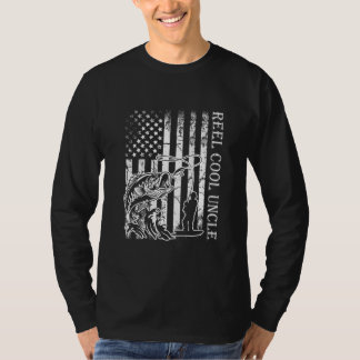 Angler-Rolle Cool Uncle Amerikanische Flagge Herre T-Shirt