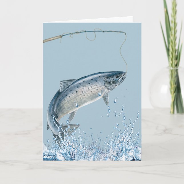 Angler-Ruhestand-Rute und Fisch  Karte (Vorderseite)