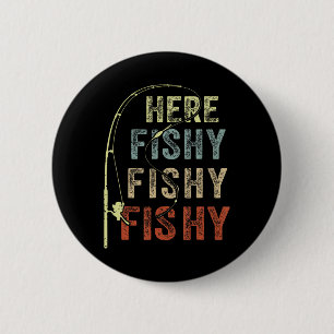 Angler-Shirt Hier-fischig Lustiger Vater Papa Angl Button