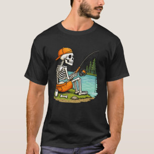 Angler-Skelett Halloween-Kostüm Lustiger Angel T-Shirt