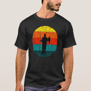 Angler-Sonnenuntergang Retro-Silhouette Fischer-Mo T-Shirt