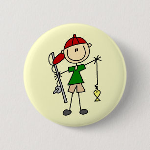 Angler-Strichmännchen-T-Shirts und Geschenke Button
