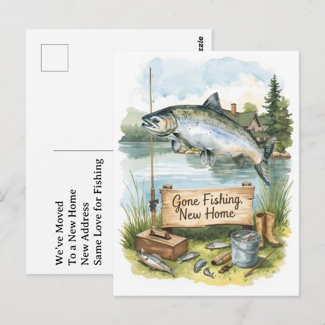 Angler-Umzugsthema Postkarte (Vorne/Hinten)