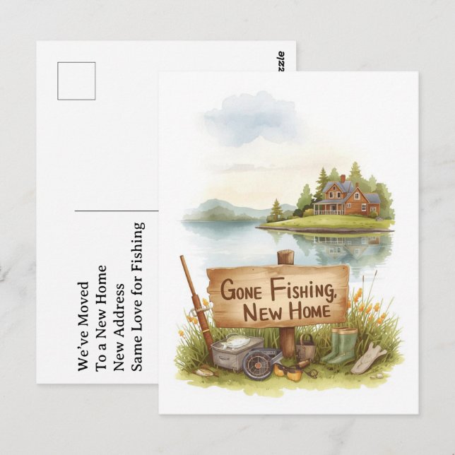 Angler-Umzugsthema Postkarte (Vorne/Hinten)