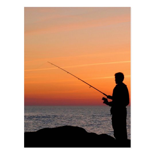 Angler und Sonnenuntergang auf Ufer der Ostsee Postkarte Angler und Sonnenuntergang auf Ufer der Ostsee Postkarte