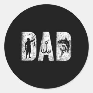 Angler-Vater Clic Bold Schrift Vatertag Fisch Dadd Runder Aufkleber