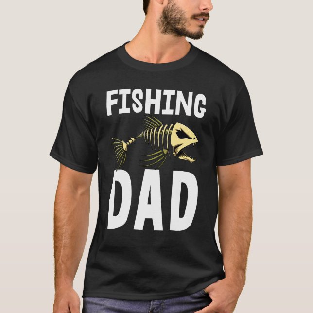 Angler-Vater-Tee Skelett Fisch Knochen Tees Scharf (Vorderseite)
