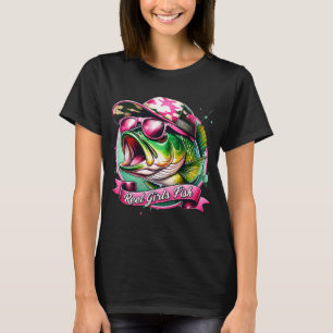 Angler Vintage Mädchen Fisch Dame Angeln Fischer B T-Shirt