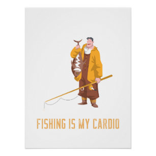 Angler Wandkunst Cartoon Bass Fischfang Poster