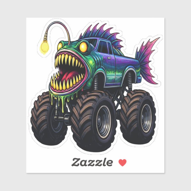 Anglerfish-Monstertruck Aufkleber (Blatt)