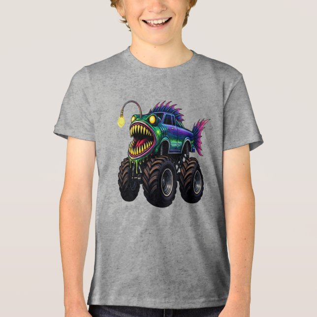 Anglerfish-Monstertruck Tri-Blend Shirt (Vorderseite)