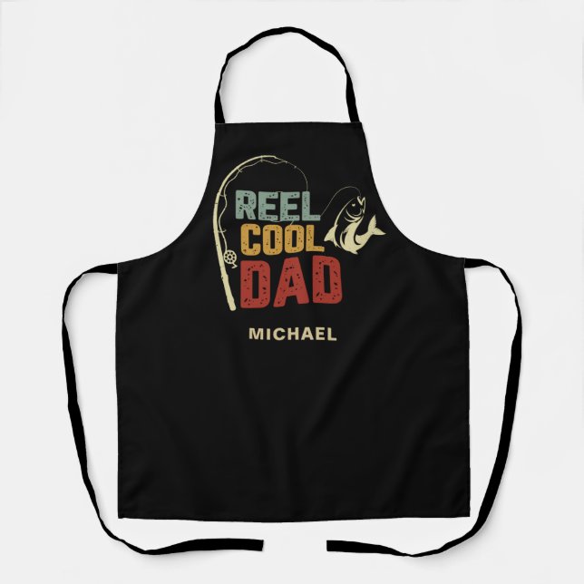 Anglergeschenk für Papa mit Namen Schürze (Vorderseite)