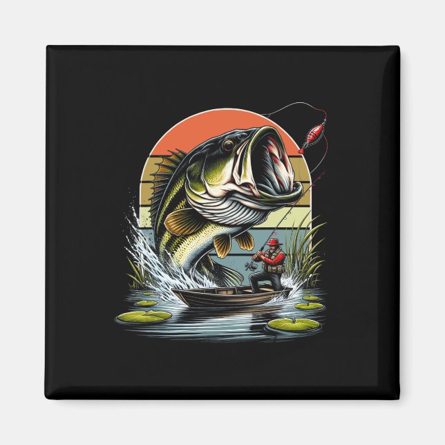Anglergrafik Großmaul B-Fisch  Magnet (Vorne)