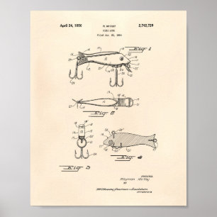 Anglerköder 1956 Patent Kunst Alte Pepper Poster