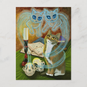 Anglerliche Alte Freunde, Ghost Cat Art Postcard Postkarte