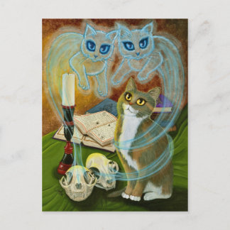 Anglerliche Alte Freunde, Ghost Cat Art Postcard Postkarte