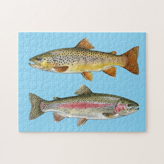 Anglerliebhaber – Forellenangler Design Puzzle (Horizontal)