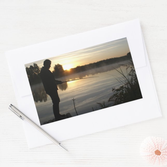 Anglermorgen Rechteckiger Aufkleber (Umschlag)