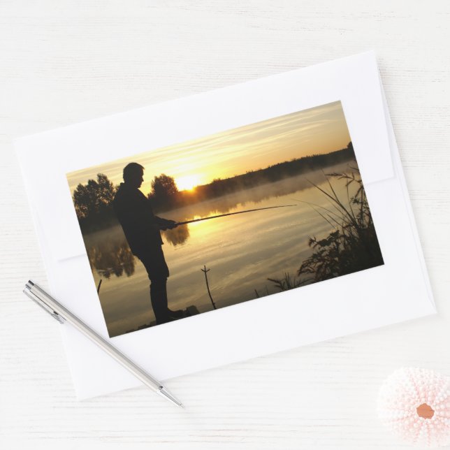 Anglermorgen Rechteckiger Aufkleber (Umschlag)