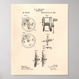 Anglerrolle 1892 Patent Kunst Alte Zeitung Poster
