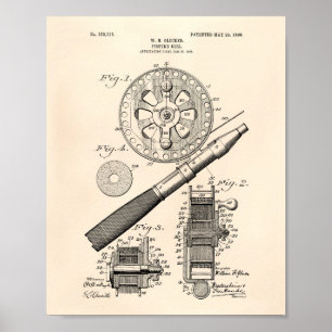 Anglerrolle 1906 Patent Kunst Alte Zeitung Poster