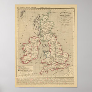 Angleterre, Ecosse, Irlande und bemannen 1100 1280 Poster