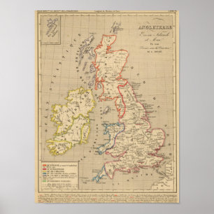 Angleterre, Ecosse, Irlande und Mannen 1100 Poster