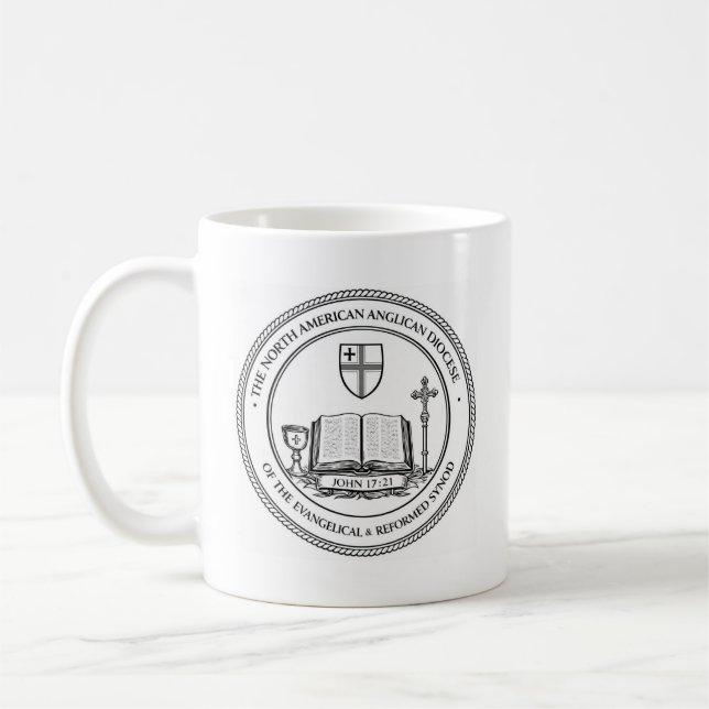 Anglikanischer E & R-Becher, Logo mit Schrift  Kaffeetasse (Links)