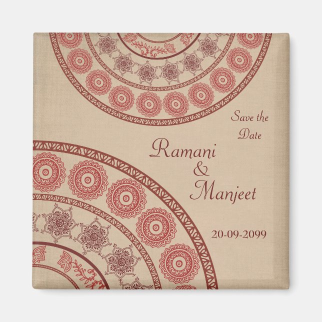 Anglo Indian Save the Date Wedding Magnet (Vorne)