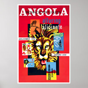 Angola Afrika Kunst Druck Afrikanisches Reiseplaka Poster