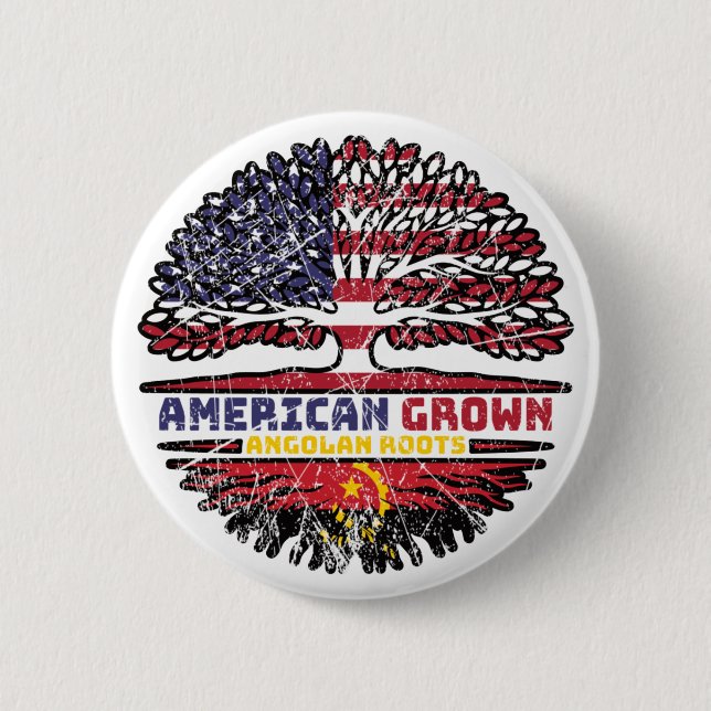 Angola Angolan US-Amerikanischer Staaten Tree Button (Vorderseite)