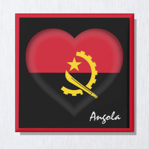 Angola flag & Angolan Heart, Africa holiday /sport Magnet